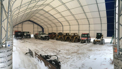 60′ WIDE DOUBLE TRUSS STORAGE BUILDINGS - with Standard 60X100X25 26.5 OZ PVC Cover | Sold by Uncle Wiener's Wholesale