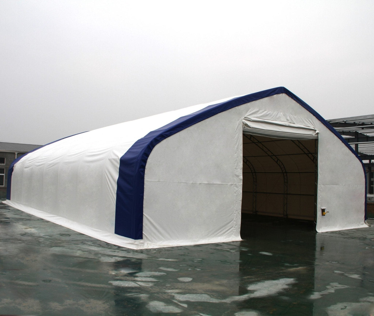 60′ WIDE DOUBLE TRUSS STORAGE BUILDINGS - with Standard 60X100X25 26.5 OZ PVC Cover | Sold by Uncle Wiener's Wholesale