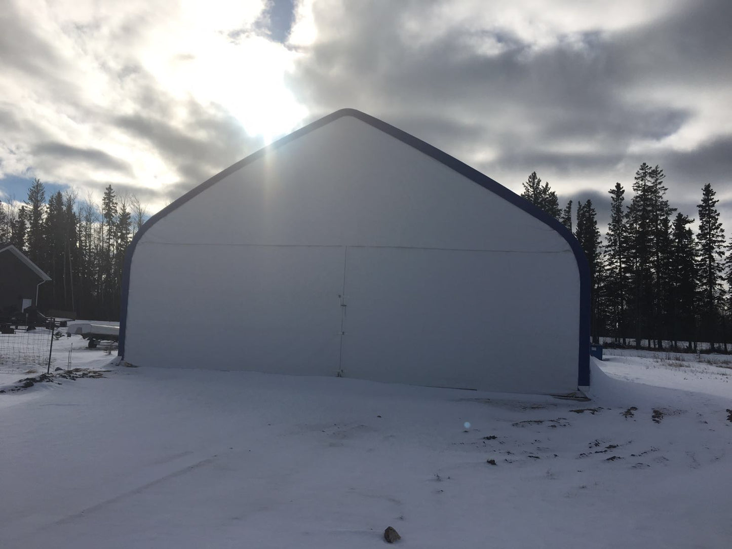 60′ WIDE DOUBLE TRUSS STORAGE BUILDINGS - with Standard 60X100X25 26.5 OZ PVC Cover | Sold by Uncle Wiener's Wholesale