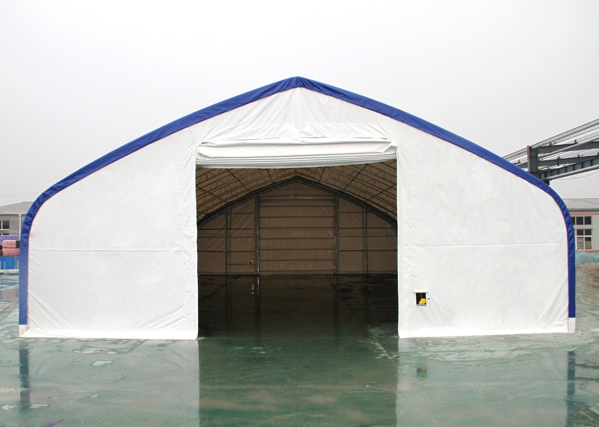 60′ WIDE DOUBLE TRUSS STORAGE BUILDINGS - with Standard 60X100X25 26.5 OZ PVC Cover | Sold by Uncle Wiener's Wholesale