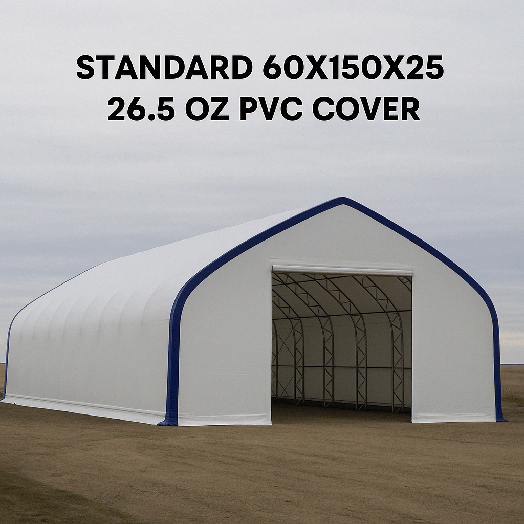 60′ Wide Double Truss Storage Buildings – Heavy - Duty PVC Shelter | Extra - Large Portable Warehouse - Extra - Large Industrial Storage Shelter with Standard 60X150X25 26.5 OZ PVC Cover | Sold by Uncle Wiener's Wholesale