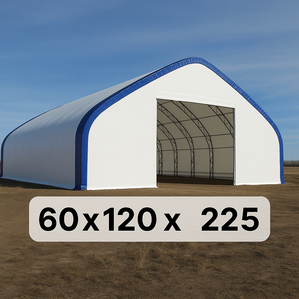 60′ Wide Double Truss Storage Buildings – Heavy - Duty PVC Shelter | Extra - Large Portable Warehouse - Extra - Large Industrial Storage Shelter with Standard 60X120X25 26.5 OZ PVC Cover | Sold by Uncle Wiener's Wholesale
