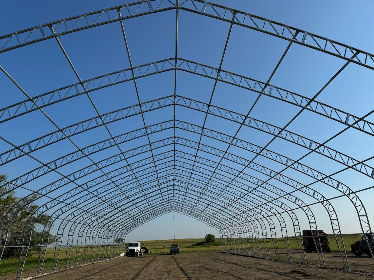 60′ Wide Double Truss Storage Buildings – Heavy - Duty PVC Shelter | Extra - Large Portable Warehouse - Extra - Large Industrial Storage Shelter with Standard 60X152X25 26.5 OZ PVC Cover | Sold by Uncle Wiener's Wholesale