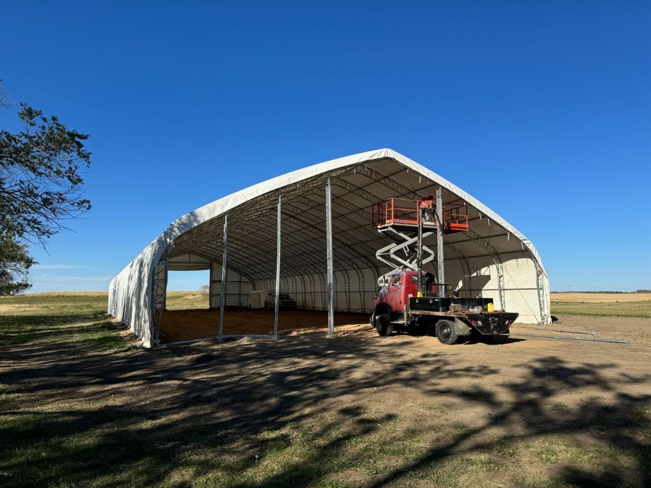 60′ Wide Double Truss Storage Buildings – Heavy - Duty PVC Shelter | Extra - Large Portable Warehouse - Extra - Large Industrial Storage Shelter with Standard 60X152X25 26.5 OZ PVC Cover | Sold by Uncle Wiener's Wholesale