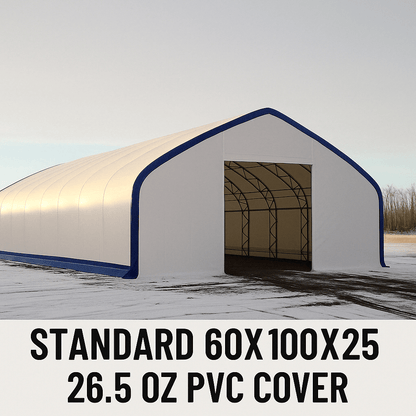 60′ Wide Double Truss Storage Buildings – Heavy - Duty PVC Shelter | Extra - Large Portable Warehouse - Extra - Large Industrial Storage Shelter with Standard 60X100X25 26.5 OZ PVC Cover | Sold by Uncle Wiener's Wholesale