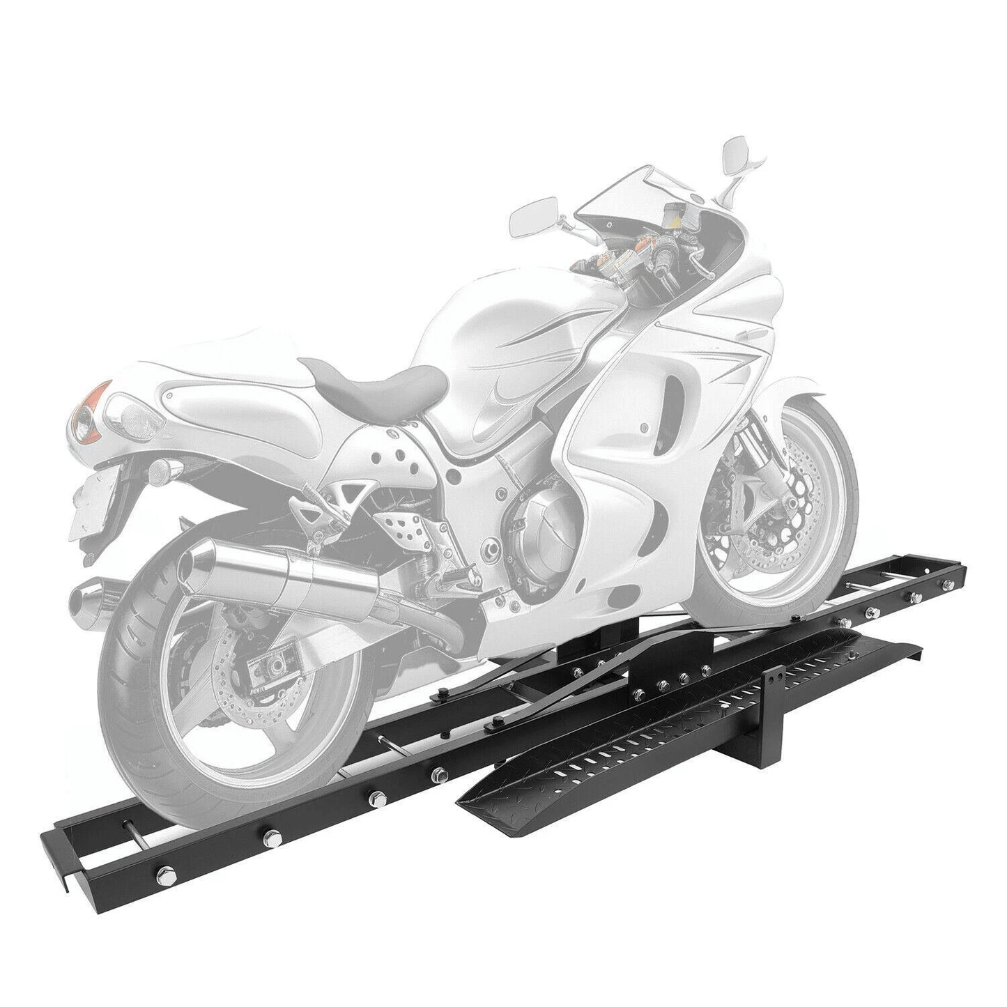 600LBS Motorcycle Trailer Hitch Carrier with Loading Ramp Anti - Tilt Lock Heavy Duty Steel Scooter Dirt Bike Hauler TNSMRC001T - with | Sold by Uncle Wiener's Wholesale