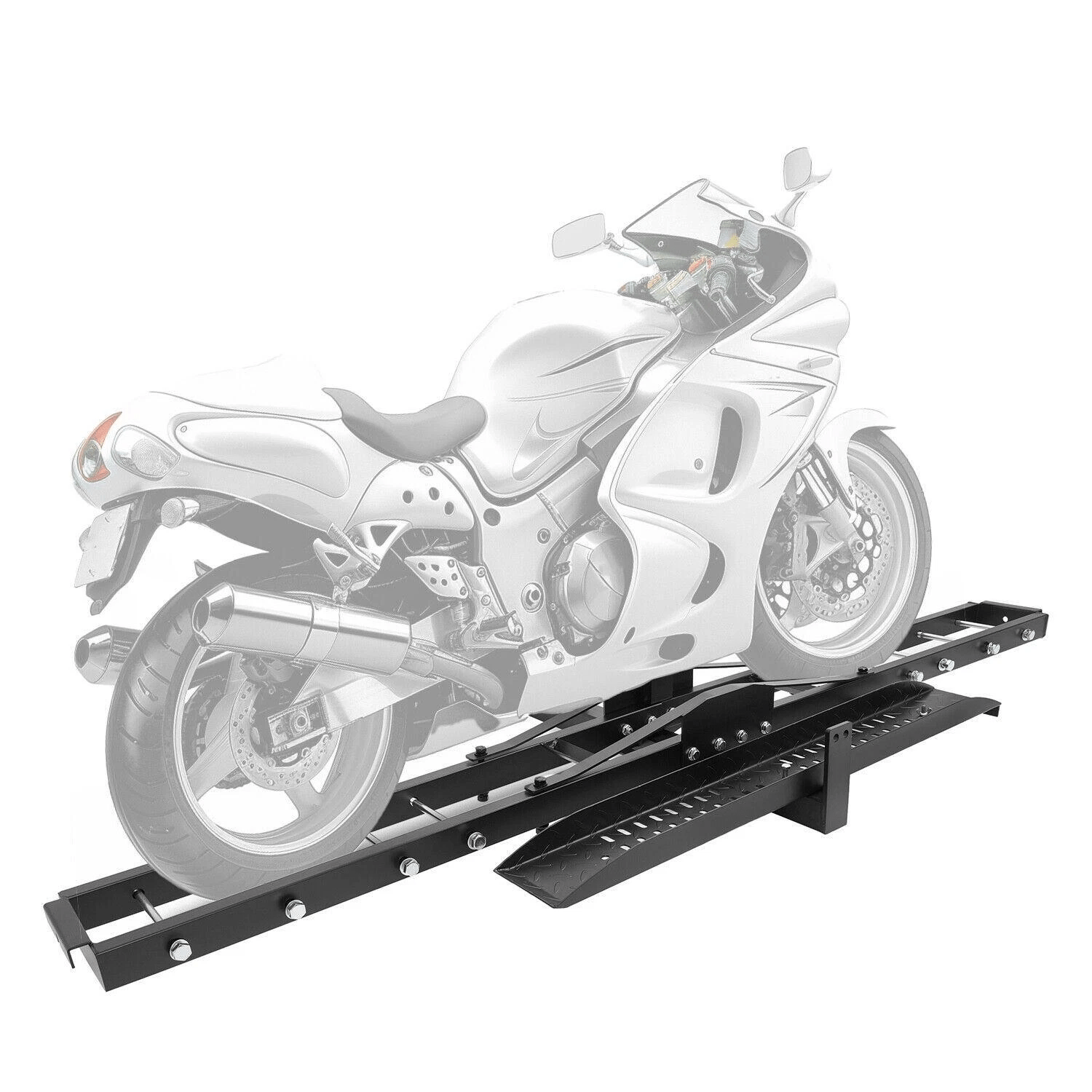 600LBS Motorcycle Trailer Hitch Carrier with Loading Ramp Anti - Tilt Lock Heavy Duty Steel Scooter Dirt Bike Hauler TNSMRC001T - with | Sold by Uncle Wiener's Wholesale