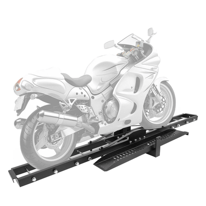 600LBS Motorcycle Trailer Hitch Carrier with Loading Ramp Anti - Tilt Lock Heavy Duty Steel Scooter Dirt Bike Hauler TNSMRC001T - with | Sold by Uncle Wiener's Wholesale