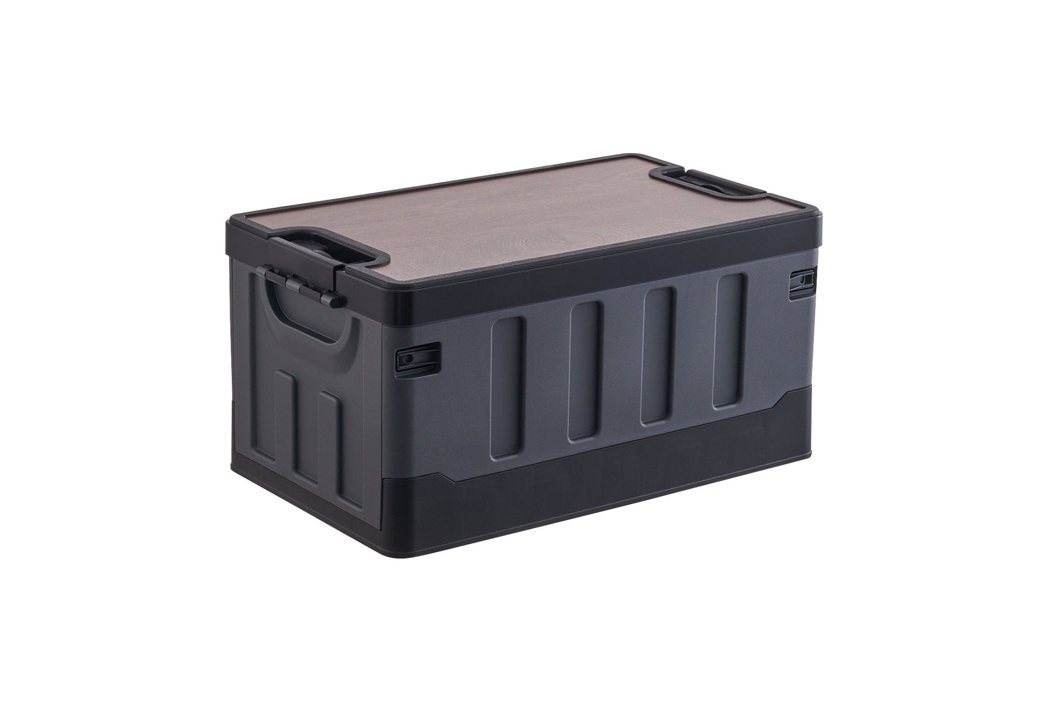 60L Folding Storage Box with Wooden Lid Collapsible Organizer Bench Style S1340 - with | Sold by Uncle Wiener's Wholesale