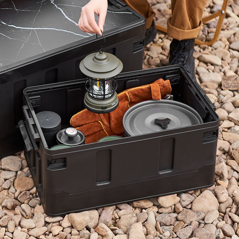60L Folding Storage Box with Wooden Lid Collapsible Organizer Bench Style S1340 - with | Sold by Uncle Wiener's Wholesale