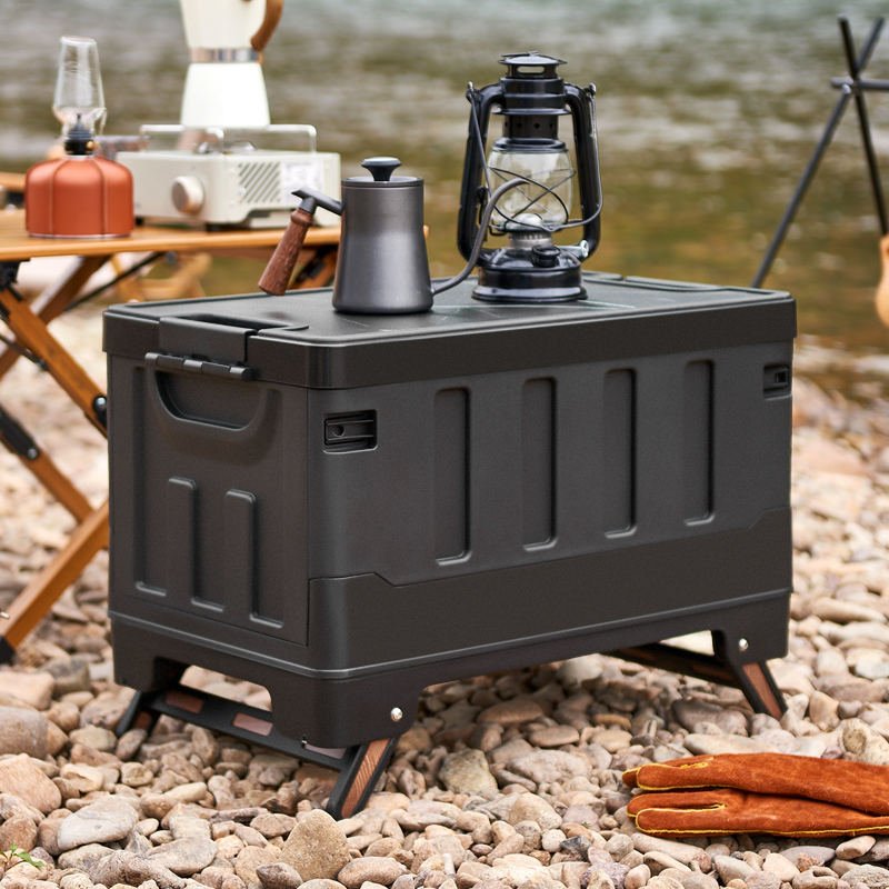 60L Folding Storage Box with Wooden Lid Collapsible Organizer Bench Style S1340 - with | Sold by Uncle Wiener's Wholesale