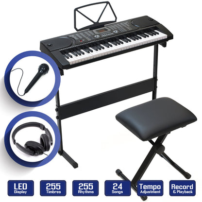 61 - Key Digital Piano Keyboard Set – Stand, Stool, Headphones & Mic MK2089 - with | Sold by Uncle Wiener's Wholesale