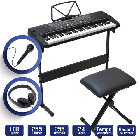 61 - Key Digital Piano Keyboard Set – Stand, Stool, Headphones & Mic MK2089 - with | Sold by Uncle Wiener's Wholesale