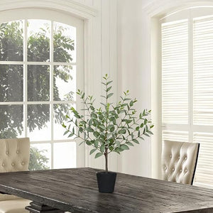 Arborus 22-Inch Artificial Eucalyptus Plant – Realistic Faux Greenery in Black Pot for Home Office Décor