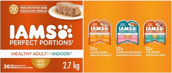 IAMS Perfect Portions Wet Cat Food – Assorted Flavours & Pack Sizes, Grain-Free Adult Cat Food in Gravy & Paté