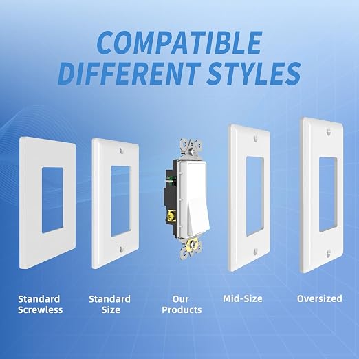 JUNLIT 3-Way Decorator Rocker Light Switches 10-Pack – 15A 120/277V Decora Paddle Wall Switches, Grounded