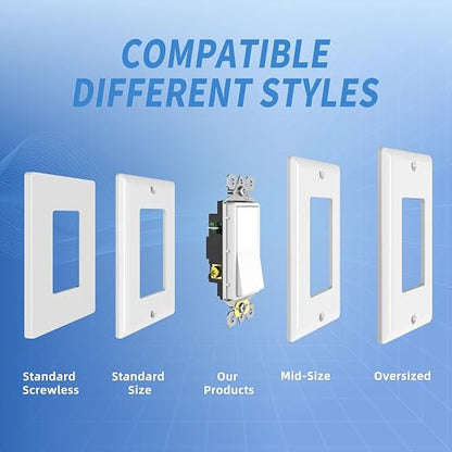 JUNLIT 3-Way Decorator Rocker Light Switches 10-Pack – 15A 120/277V Decora Paddle Wall Switches, Grounded