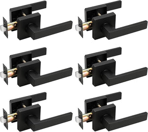 Probrico Matte Black Passage Door Handles – Square Interior Door Lever Set for Closets & Hallways