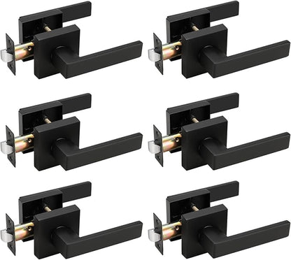 Probrico Matte Black Passage Door Handles – Square Interior Door Lever Set for Closets & Hallways