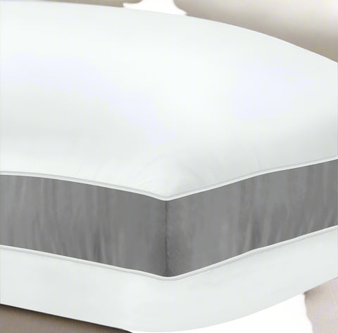 Queen Size Gusseted White Microfiber Pillows 2-Pack
Set of 2 Quilted Pillows with Grey Piping for All Sleep Positions
Medium Firm Bed Pillows for Queen Beds
Gusseted Pillow Design for Better Support and Comfort
Side View of Quilted Pillows Showing Grey Piping Details