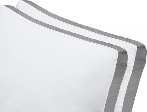 Queen Size Gusseted White Microfiber Pillows 2-Pack
Set of 2 Quilted Pillows with Grey Piping for All Sleep Positions
Medium Firm Bed Pillows for Queen Beds
Gusseted Pillow Design for Better Support and Comfort
Side View of Quilted Pillows Showing Grey Piping Details