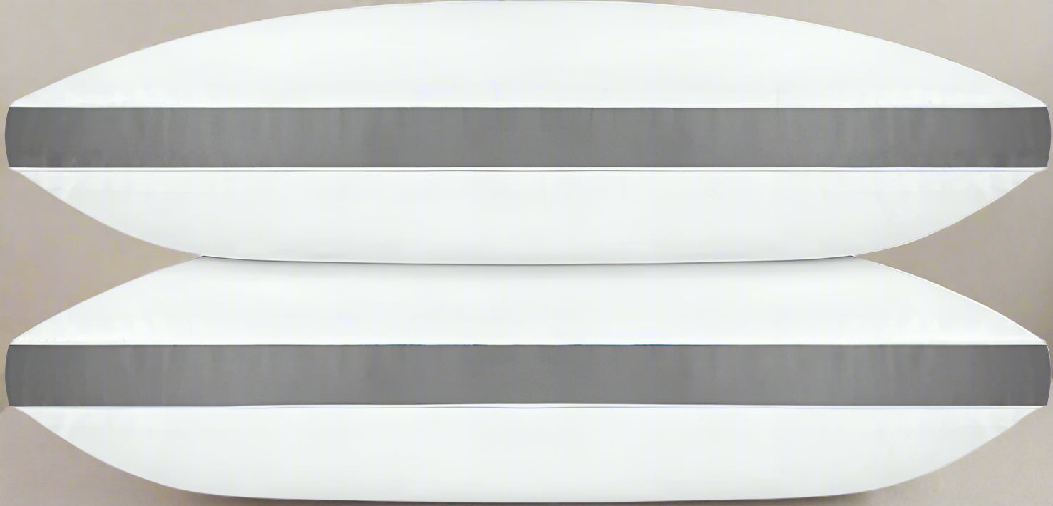 Queen Size Gusseted White Microfiber Pillows 2-Pack
Set of 2 Quilted Pillows with Grey Piping for All Sleep Positions
Medium Firm Bed Pillows for Queen Beds
Gusseted Pillow Design for Better Support and Comfort
Side View of Quilted Pillows Showing Grey Piping Details