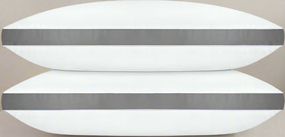 Queen Size Gusseted White Microfiber Pillows 2-Pack
Set of 2 Quilted Pillows with Grey Piping for All Sleep Positions
Medium Firm Bed Pillows for Queen Beds
Gusseted Pillow Design for Better Support and Comfort
Side View of Quilted Pillows Showing Grey Piping Details