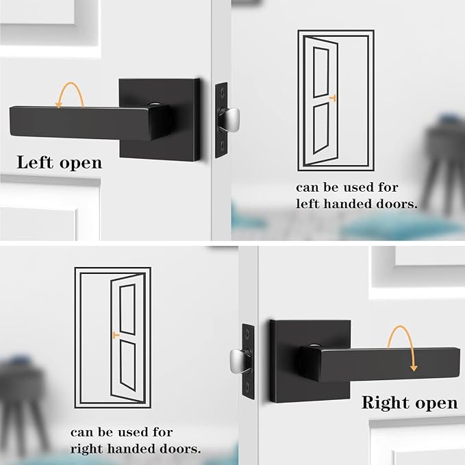 Probrico Matte Black Passage Door Handles – Square Interior Door Lever Set for Closets & Hallways