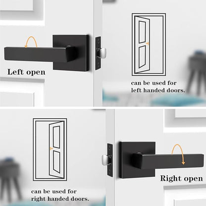 Probrico Matte Black Passage Door Handles – Square Interior Door Lever Set for Closets & Hallways