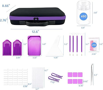 LIRUNQIU Diamond Painting Storage Case with 60 Jars and Accessories