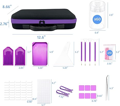 LIRUNQIU Diamond Painting Storage Case with 60 Jars and Accessories