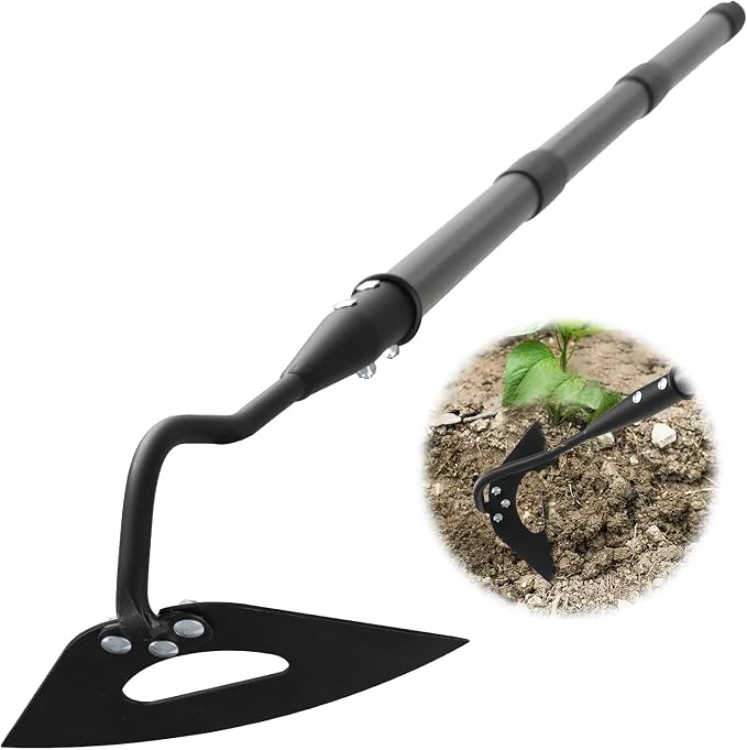 DEROFIT 55-Inch Heavy-Duty Garden Hoe – Adjustable Long-Handle Carbon Steel Hollow Hoe & Manual Weeder for Weeding, Digging & Soil Cultivation