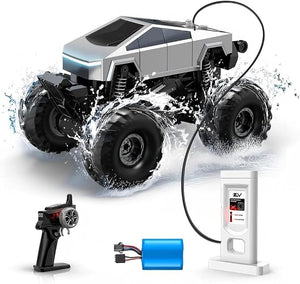 NYVEWIV 4WD Amphibious RC Monster Truck – 1:18 Scale Remote Control Off-Road Car with 360° Stunts, Stand-Up Mode, 2.4GHz Controller & Charging Dock