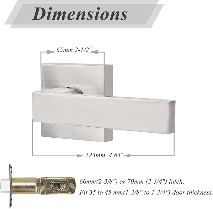 Probrico Matte Black Passage Door Handles – Square Interior Door Lever Set for Closets & Hallways