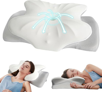 ZeroZillo Cervical Neck Pillow for Sleeping – Ergonomic Contour Memory Foam Pillow with Dual Height Neck Support, Cooling Breathable Pillowcase