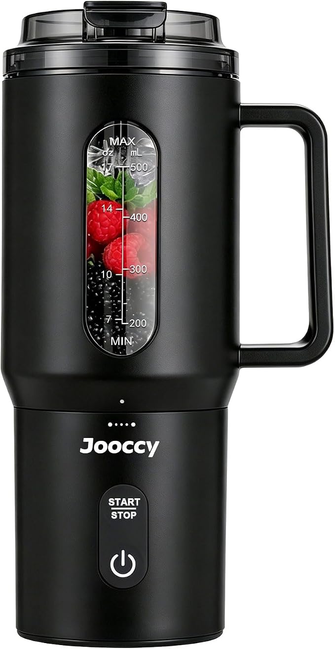 Jooccy 18oz Portable Smoothie Blender – Cordless Rechargeable Personal Blender with Auto-Reverse & Ice Crushing