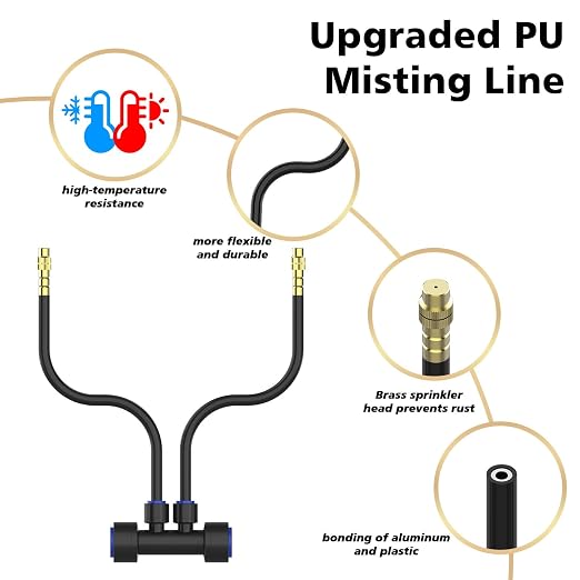 Aishkimo Drip Irrigation Kit – 40 Adjustable 360° Brass Nozzles with 2-Port Connectors & 2/5" Tubing for Garden, Greenhouse, Lawn & Flower Beds