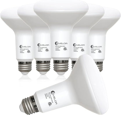 Evelor BR30 LED Light Bulbs – 65W Equivalent, 7W Dimmable 5000K Daylight Recessed Flood Lights, 6 Pack