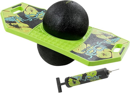 Flybar Pogo Trick Ball Balance Board for Kids – Anti-Slip Bounce Board with Pump, Indoor & Outdoor Toy, Ages 6+, Green Mean