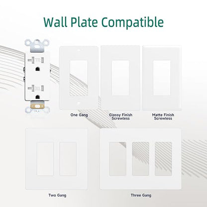 JUNLIT 20A Tamper-Resistant Duplex Electrical Outlets 10-Pack – 125V Self-Grounding 5-20R Wall Receptacles
