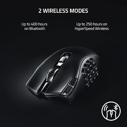Razer Naga V2 HyperSpeed Wireless MMO Gaming Mouse – 30K DPI Optical Sensor, 19 Programmable Buttons, Bluetooth & 2.4GHz