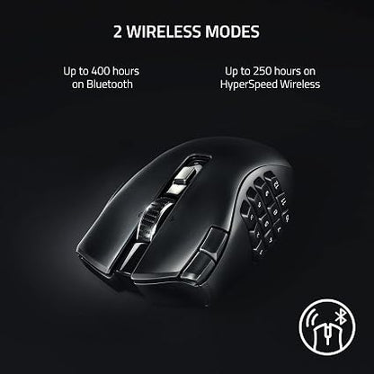 Razer Naga V2 HyperSpeed Wireless MMO Gaming Mouse – 30K DPI Optical Sensor, 19 Programmable Buttons, Bluetooth & 2.4GHz