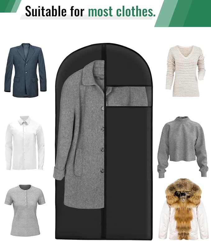 WeLiu 43-Inch PEVA Garment Bags 8-Pack – Reusable Suit & Clothing Storage Bags with Clear Window