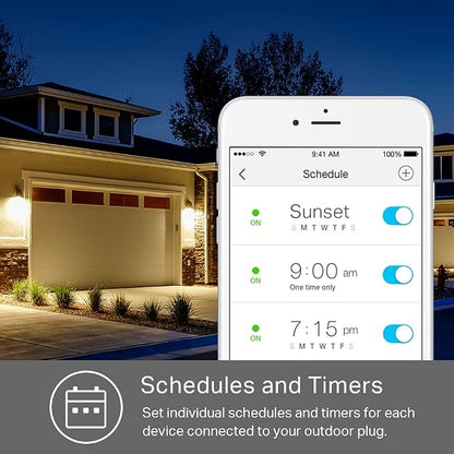 Kasa Smart KP405 Outdoor Wi-Fi Dimmer Plug – IP64 Weather-Resistant, Alexa & Google Assistant, 2.4GHz Wi-Fi