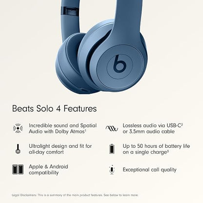Beats Solo 4 Wireless Bluetooth On-Ear Headphones – 50-Hour Battery, Spatial Audio, USB-C & 3.5mm Audio