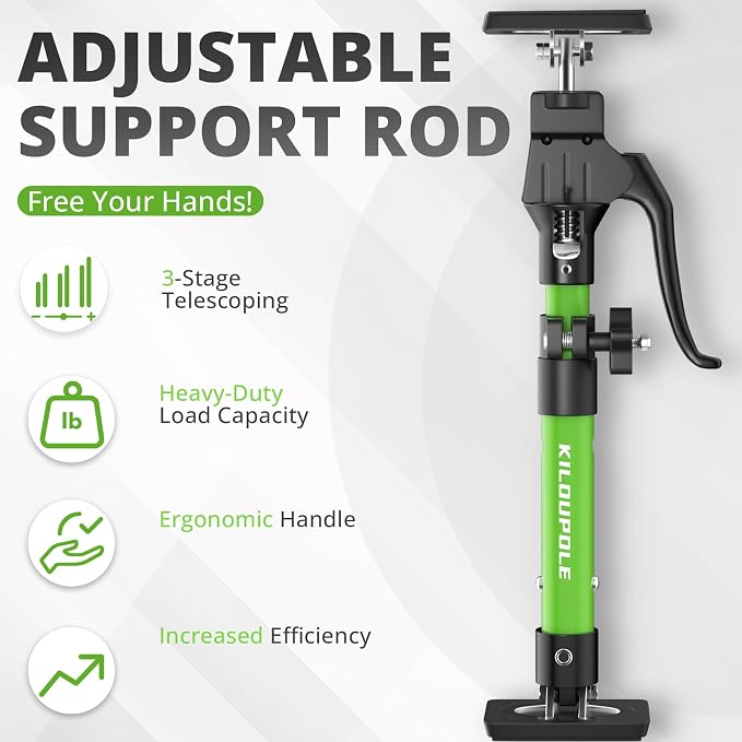 KILOUPOLE Cabinet Jack Support Poles 2-Pack – Adjustable Steel Telescopic Third Hand Support System, Drywall Jack, Cargo Bar & Cabinet Installation Tool, 200 lb Capacity