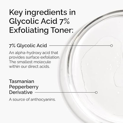 The Ordinary Glycolic Acid 7% Exfoliating Toner – 240ml AHA Facial Toner for Smoother Skin, Brighter Complexion & Even-Looking Skin Tone, Fragrance-Free