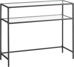 Console Table with Tempered Glass Shelves, Entryway Table, Sofa Table for Hallway, Living Room and Foyer 39.4 Inch Gold LGT025B01