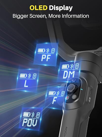 AOCHUAN Smart S2 3-Axis Smartphone Gimbal Stabilizer – Face & Object Tracking, 360° Rotation, Fill Light & 18cm Extension Rod for iPhone & Android