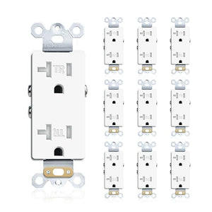 JUNLIT 20A Tamper-Resistant Duplex Electrical Outlets 10-Pack – 125V Self-Grounding 5-20R Wall Receptacles